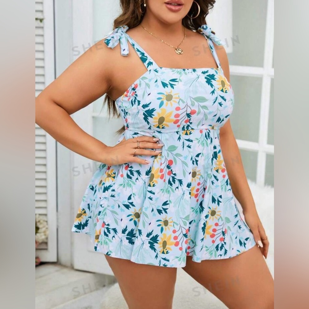 Plus Floral Swim Dress